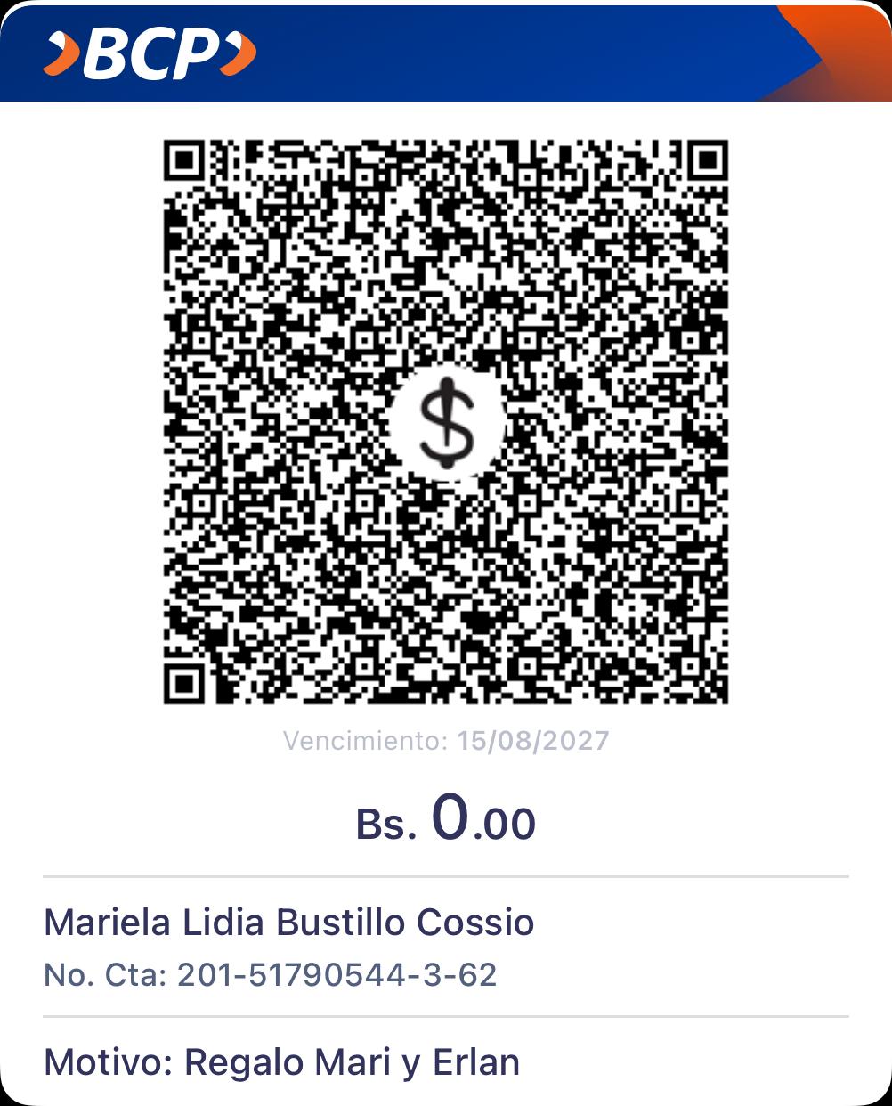 Código QR para depositar tu aporte